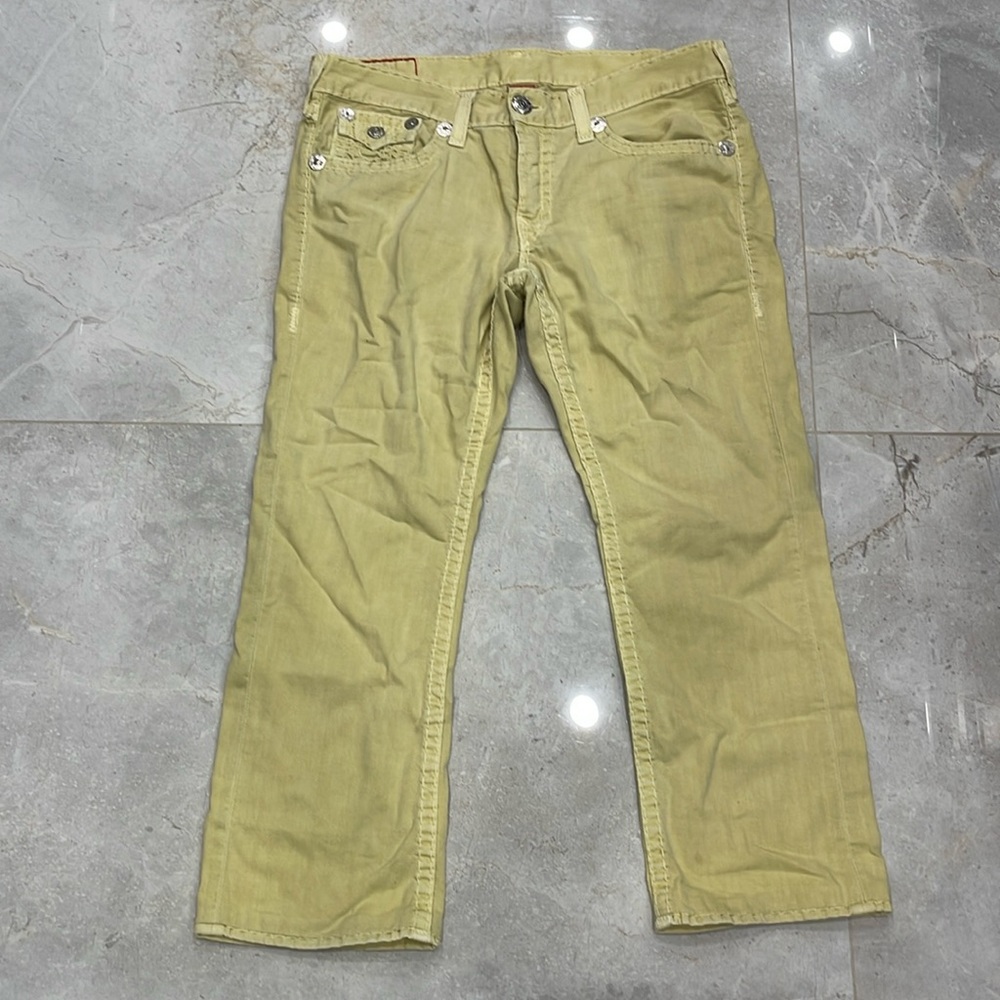 Men’s Ricky Super T Washed Yellow Jeans - Inseam 34, Length 38